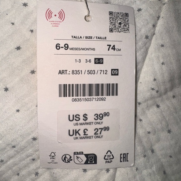 Zara Other - Zara Cream Footed Baby One Piece